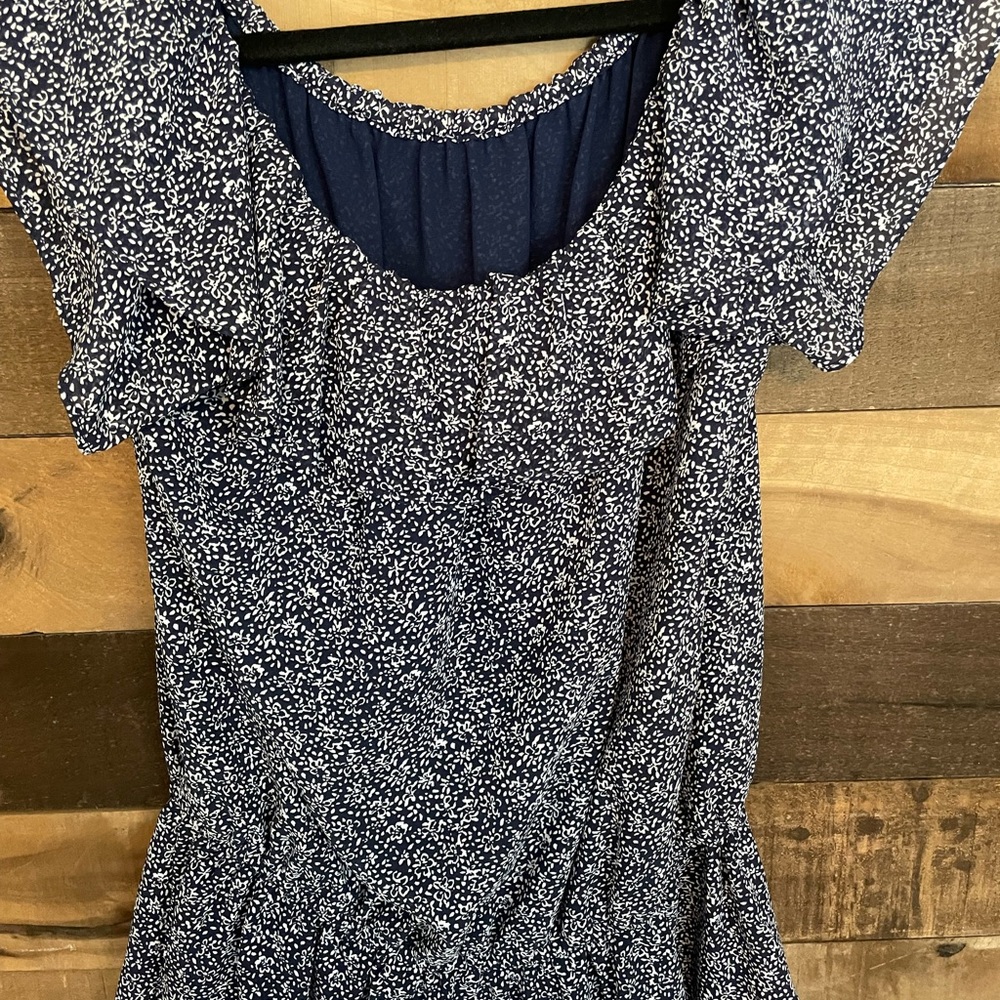 Michael Kors Navy Floral Blouse - Picture 4 of 6